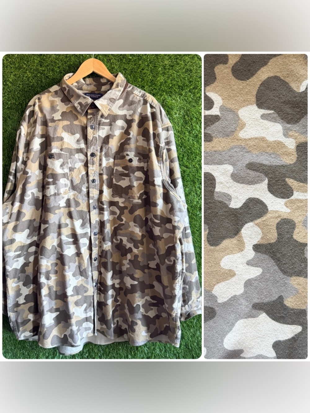 4XT Roundtree & Yorke Camo Long Sleeve Button Up Overshirt Lightweight Jacket